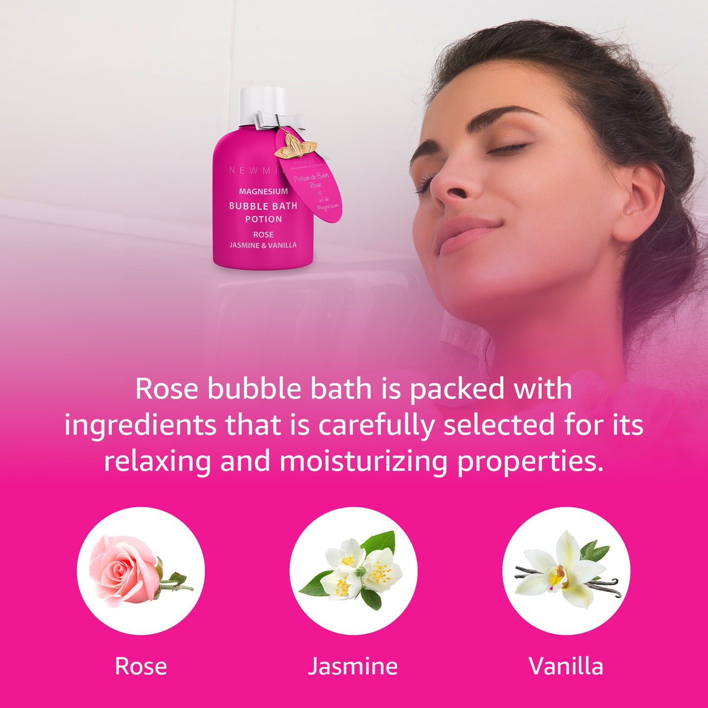 Rose Magnesium Bubble Bath Relax & Destress