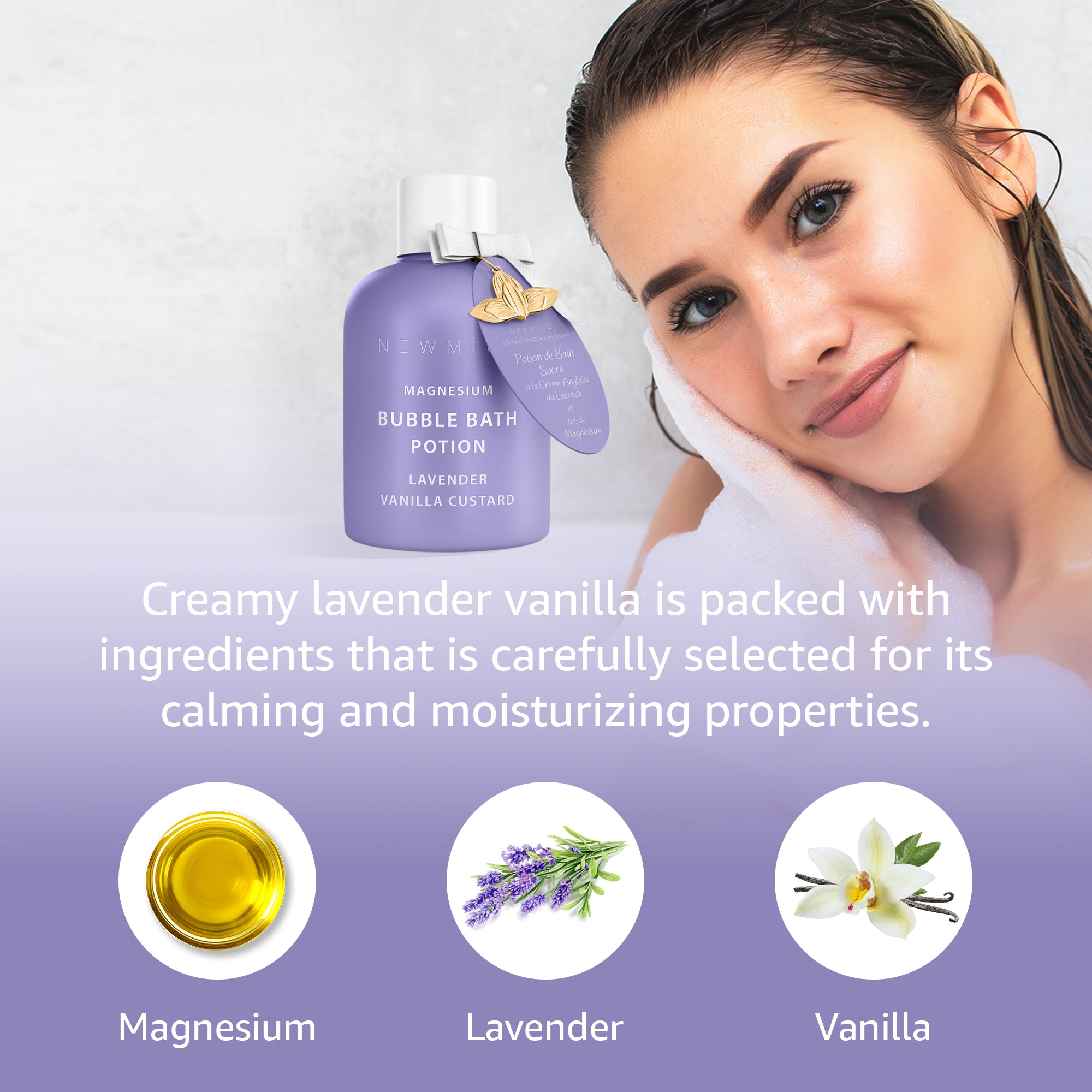 Magnesium Bubble Bath Potion with Lavender & Vanilla – NEW MIUZ